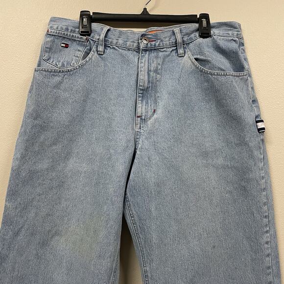 Vintage 90s Tommy Jeans Men's Light Blue Denim Carpenter Jeans Size 36x32 - Picture 3 of 8